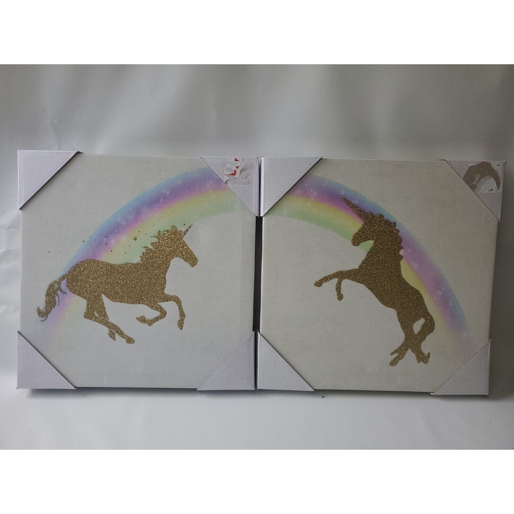 2 Unicorn Canvas Print Hanging Decorations 2016 Kimberly Allen